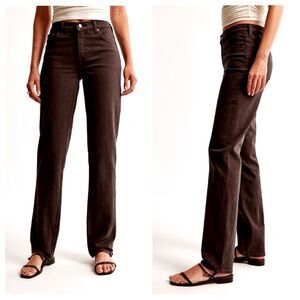 NWT Abercrombie & Fitch Ultra High Rise 90’s Straight brown jeans size 22 short